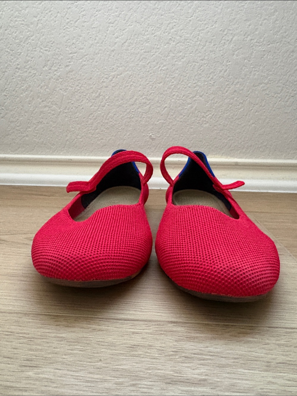 Rothy's Red Mary Jane Flats with Blue Trim - Picture 2 of 5